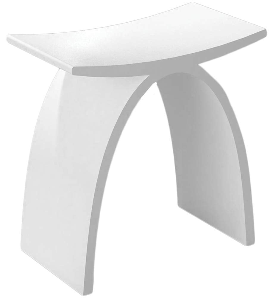 BERNSTEIN Badhocker PB4001 – Duschhocker aus Mineralguss, weiss matt, 43x43x23,5 cm, vielseitig als