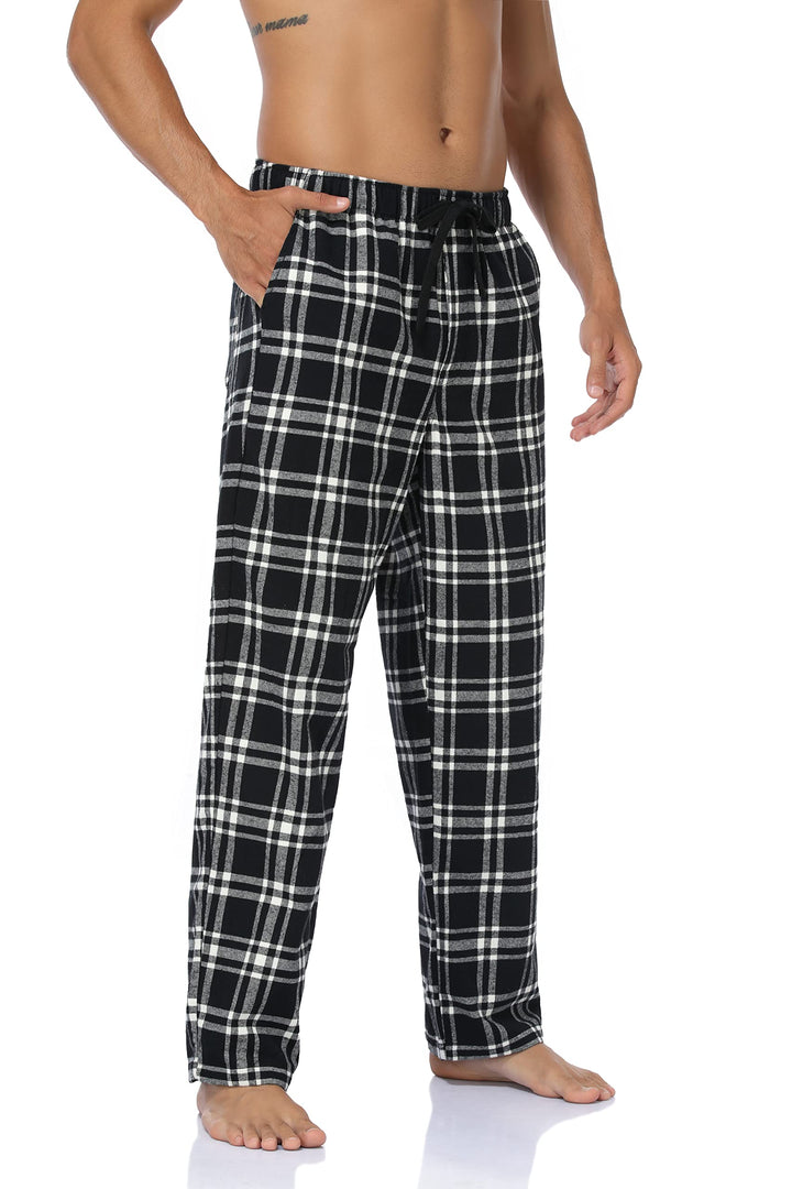 North Bund Schlafanzughose Herren, 100% Baumwolle Kariert Pyjamahose Dicke Flanell Schlafhose Weich