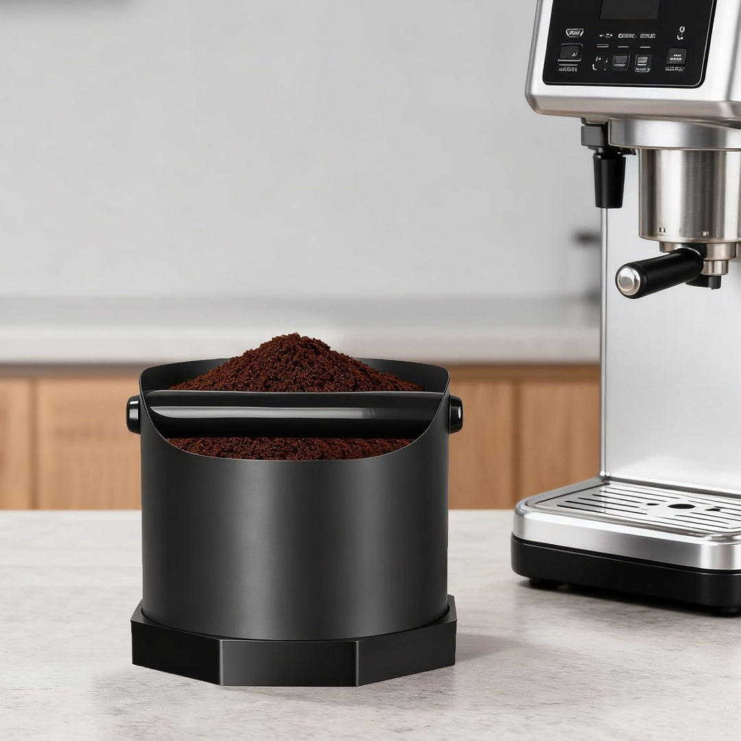 Abklopfbehälter für Siebträger, Edelstahl Kaffeesatz Zbschlagbehälter, Abklopfbehälter mit verbesser