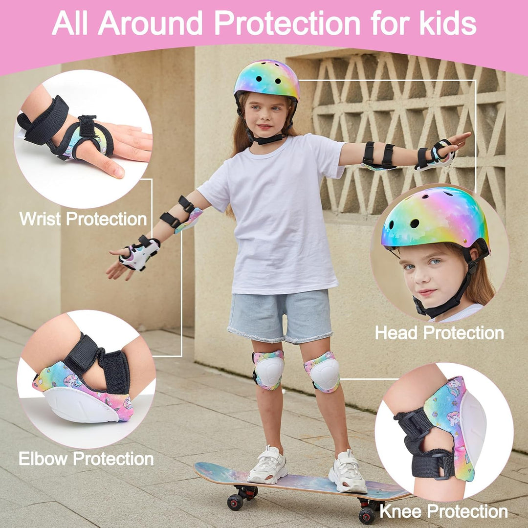 Kinderhelm, Knie-, Ellenbogen-, Handgelenkschoner, verstellbare Knieschützer, Ellenbogenschützer, Ha