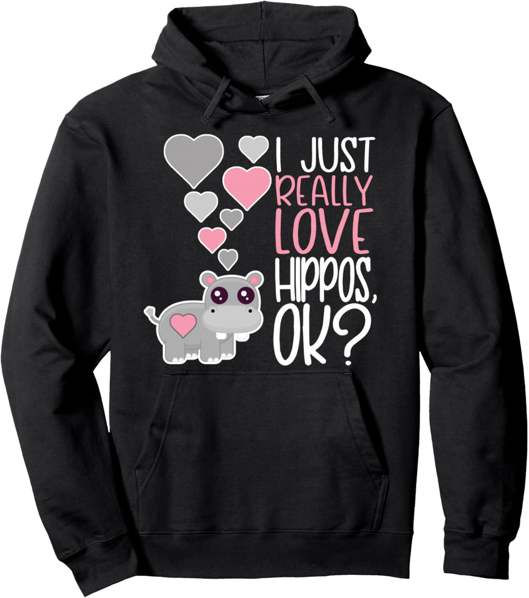 Cute Hippopotamus Lover I Really Love Hippos Pullover Hoodie