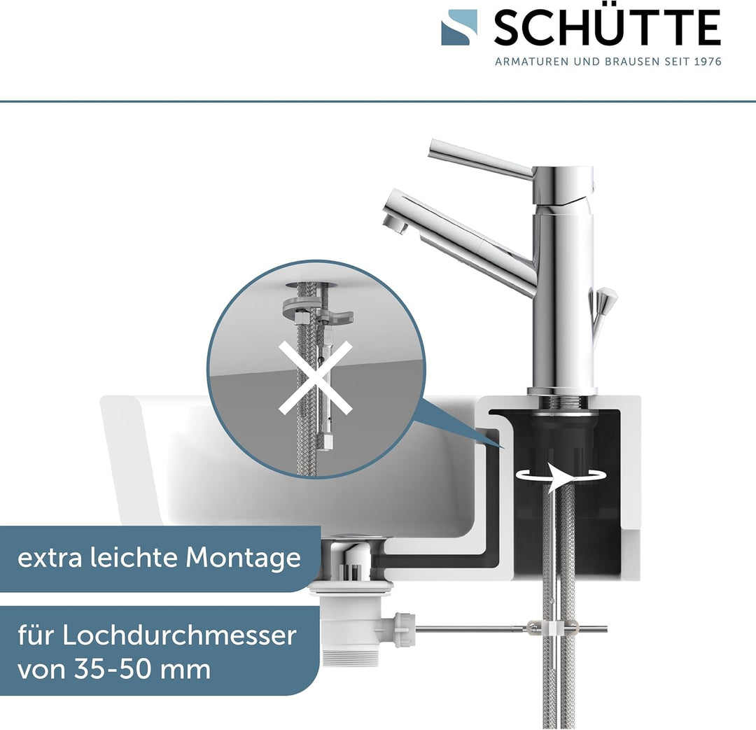 Schütte Waschtischarmatur Cornwall, Badarmatur, Wasserhahn für das Bad, Einhebelmischer mit Ablaufga