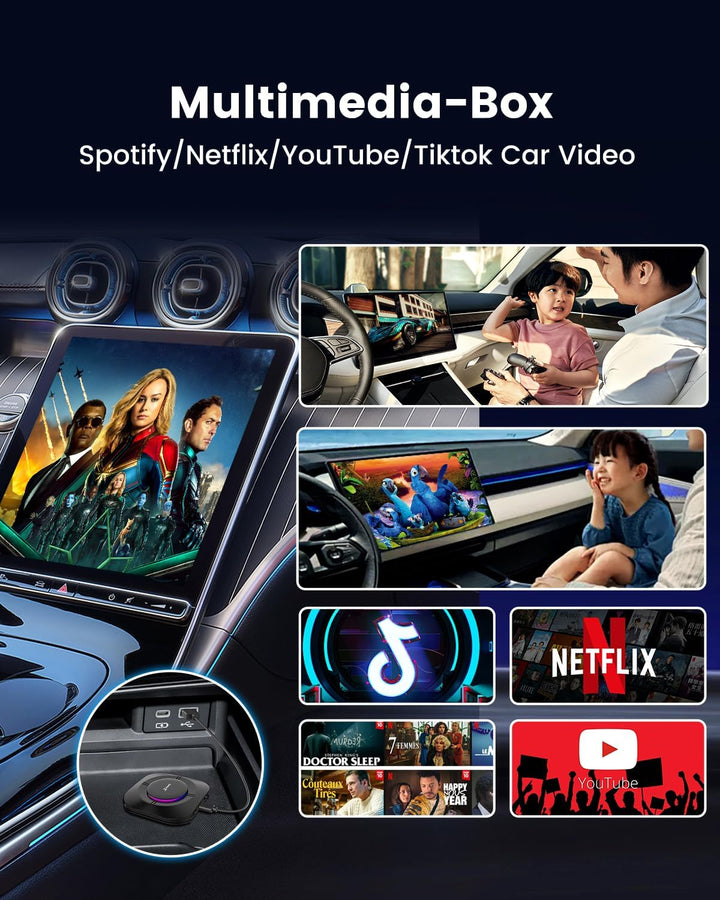 CarlinKit Aibox-Plus Android 13.0 Adapter, 8+128 GB Standalone-System, kabelloses CarPlay und Androi