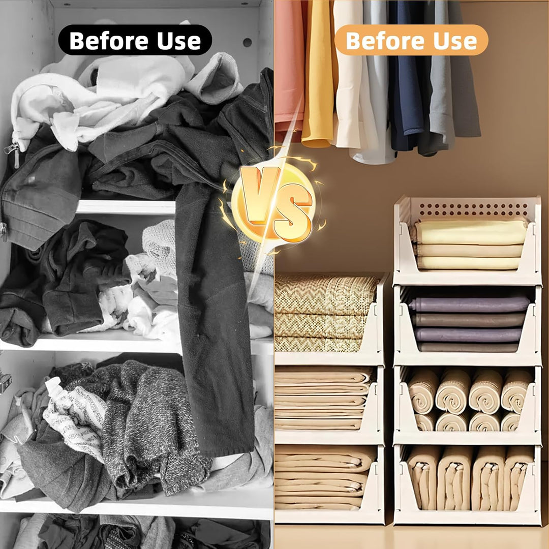 4 Pack Stapelbar Schrank kleiderschrank Organizer | Faltbare Organizer, Ausziehbar Faltbare Ordnungs