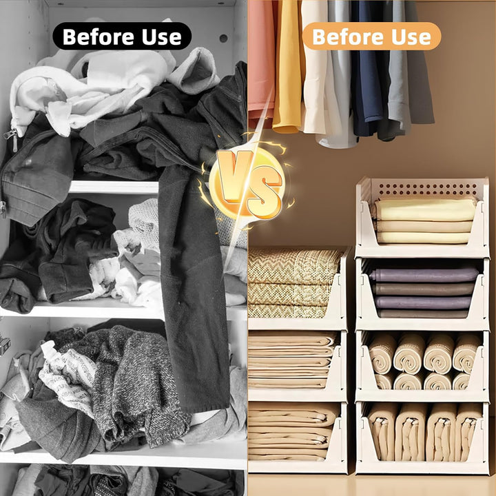 4 Pack Stapelbar Schrank kleiderschrank Organizer | Faltbare Organizer, Ausziehbar Faltbare Ordnungs