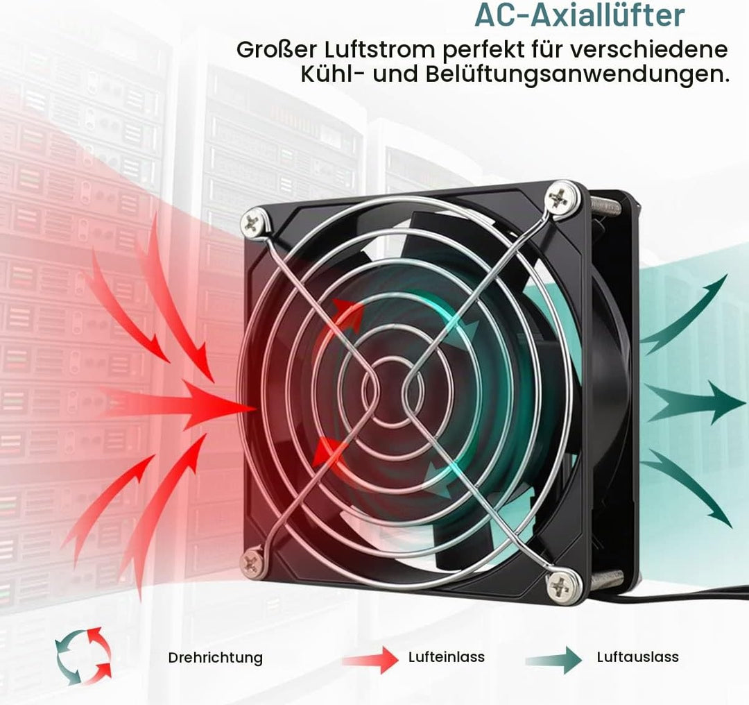 GDSTIME 230V Lüfter 92mm AC 92 x 25mm 220V Lüfter Dual Kugellager Axiallüfter, 92 x 25mm