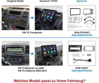 DYNAVIN Android Autoradio Navi für VW T5 T6 Caddy Tiguan Sharan Skoda, 10,1 Zoll Radio mit Wireless