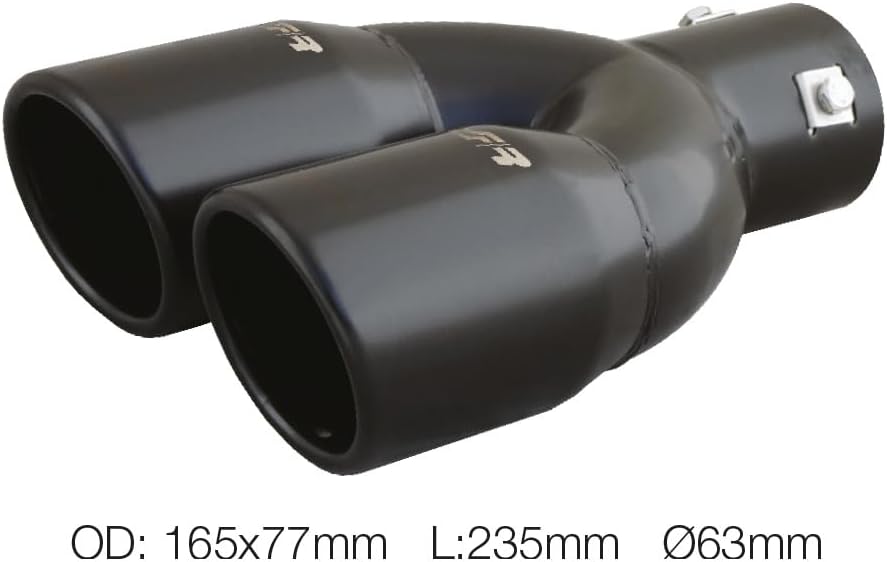 Simoni Racing TRX/18N Runder Doppelauslauf aus schwarzem Edelstahl, Schräg, Universell
