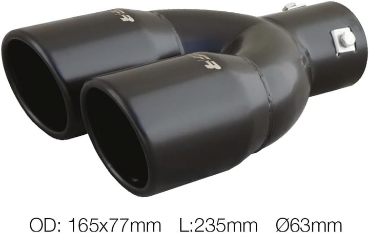 Simoni Racing TRX/18N Runder Doppelauslauf aus schwarzem Edelstahl, Schräg, Universell