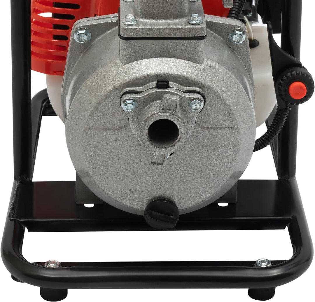 2-Takt Benzin Wasserpumpe 40CC, 1.25 KW/6500 RPM Motor Gartenpumpe Schmutzwasserpumpe mit Einzylinde
