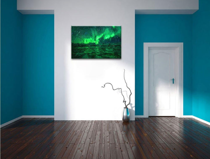 Pixxprint Polarlicht am Himmel Kunst als Leinwandbild/Grösse: 100x70 / Wandbild/Kunstdruck/fertig be