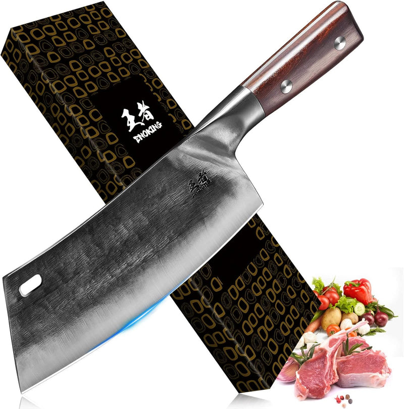 ENOKING Hackmesser, handgeschmiedetes Chinesisches Küchenmesser, Scharf Kochmesser Hochwertigem Deut