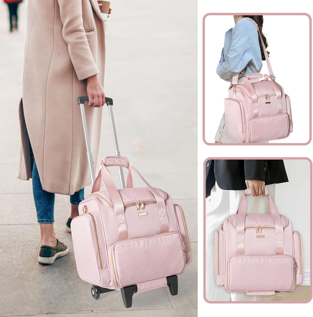 Rollbare Make-up Tasche mit 4 Einzelnen Koffern, professioneller Makeup Koffer mit Rollen Reisetasch