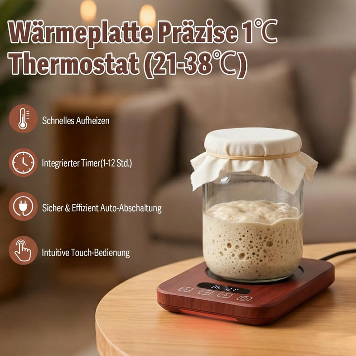 Sauerteig Starter mit EU-Stecker,Gärbox Heizplatte mit Temperaturregelung,Konstanttemperatur Warmhal