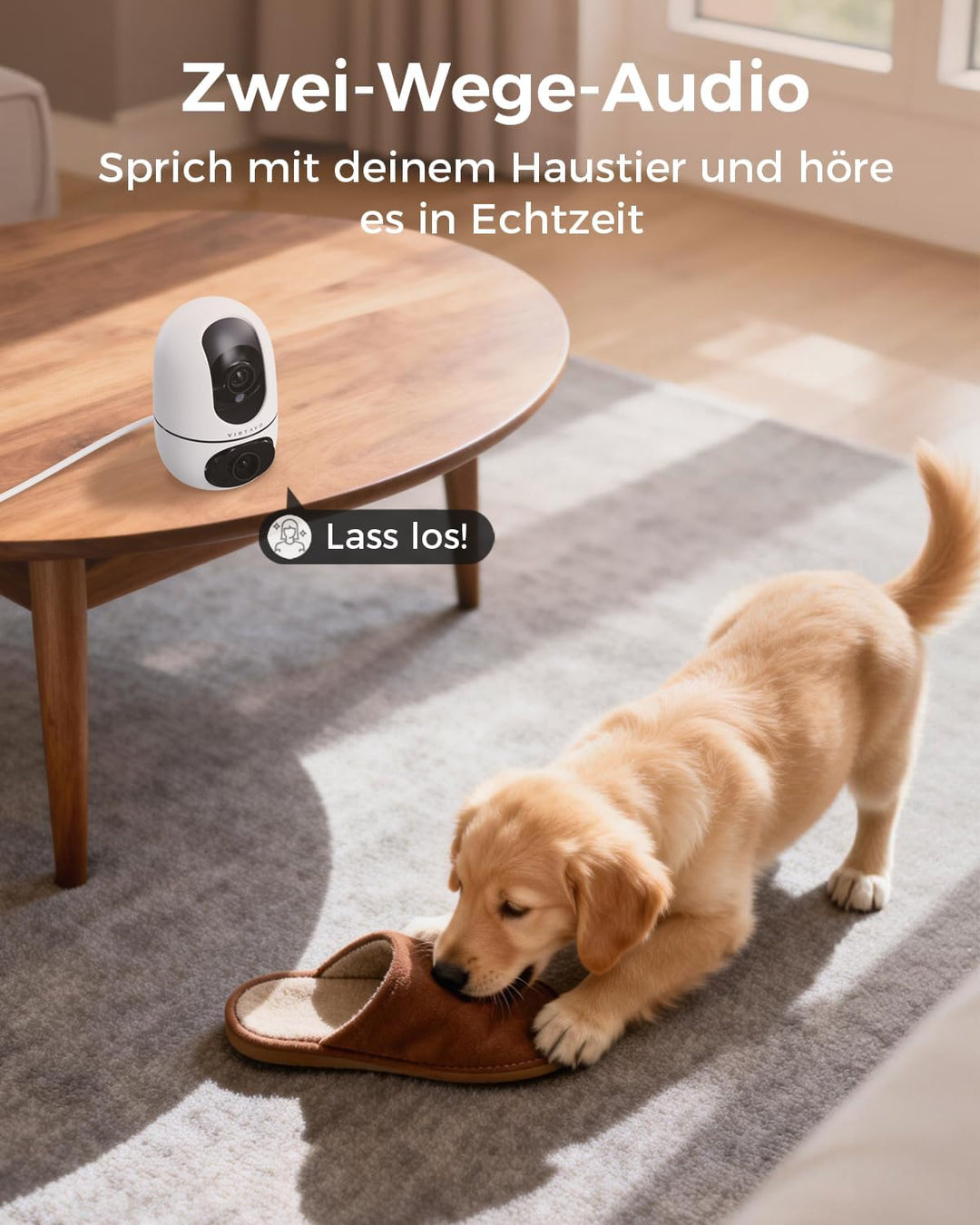 virtavo Überwachungskamera Innen 1080p Kamera Überwachung Innen 360° PTZ WLAN Kamera FHD 2-Wege-Audi