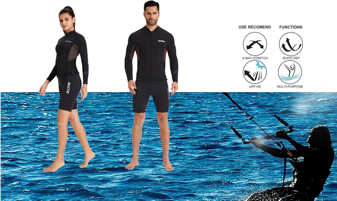 ZCCO Neoprenanzüge Top Jacke 1,5mm Neopren Anzüge Frauen Männer Neoprenanzug Jacke Langarm Tauchen T