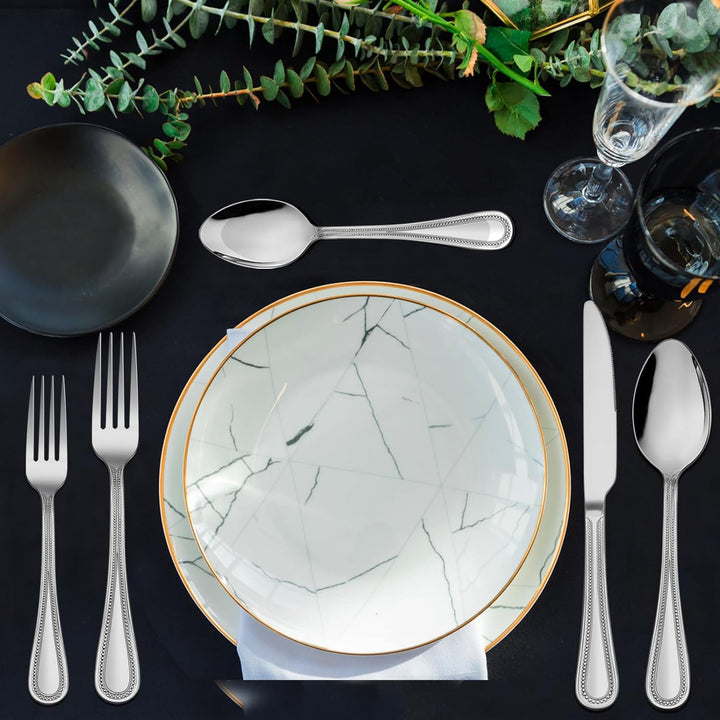Homikit Besteck Set, 30 teilig Besteckset Essbesteck für 6 Personen, Edelstahl poliert Besteck mit M