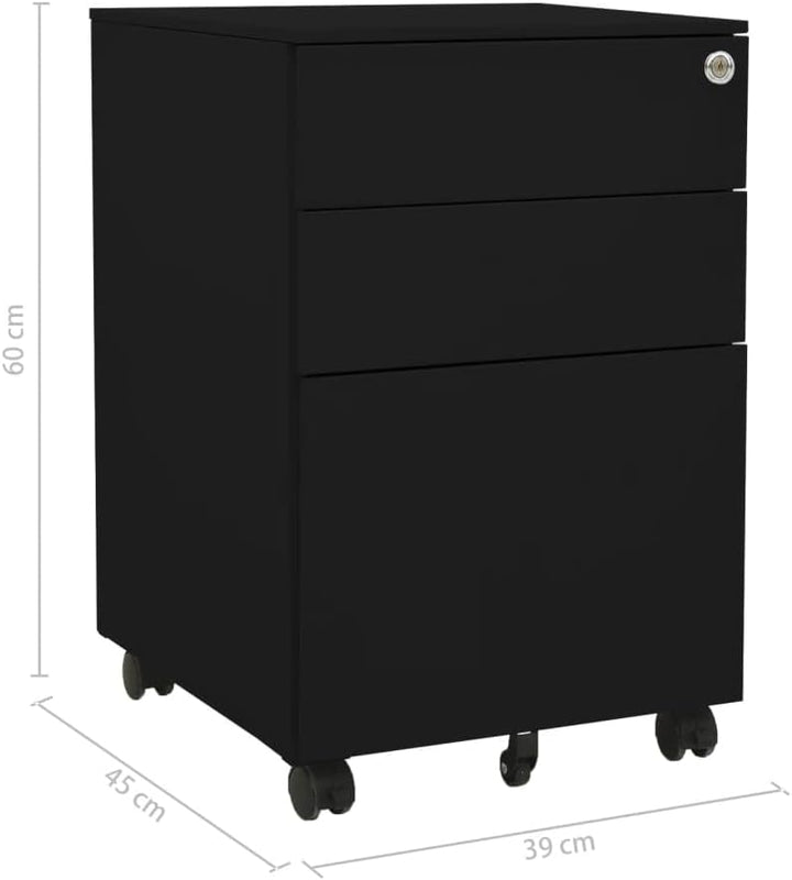 vidaXL Aktenschrank mit Rollen Rollcontainer Bürocontainer Schubladenschrank Büroschrank Stahlschran