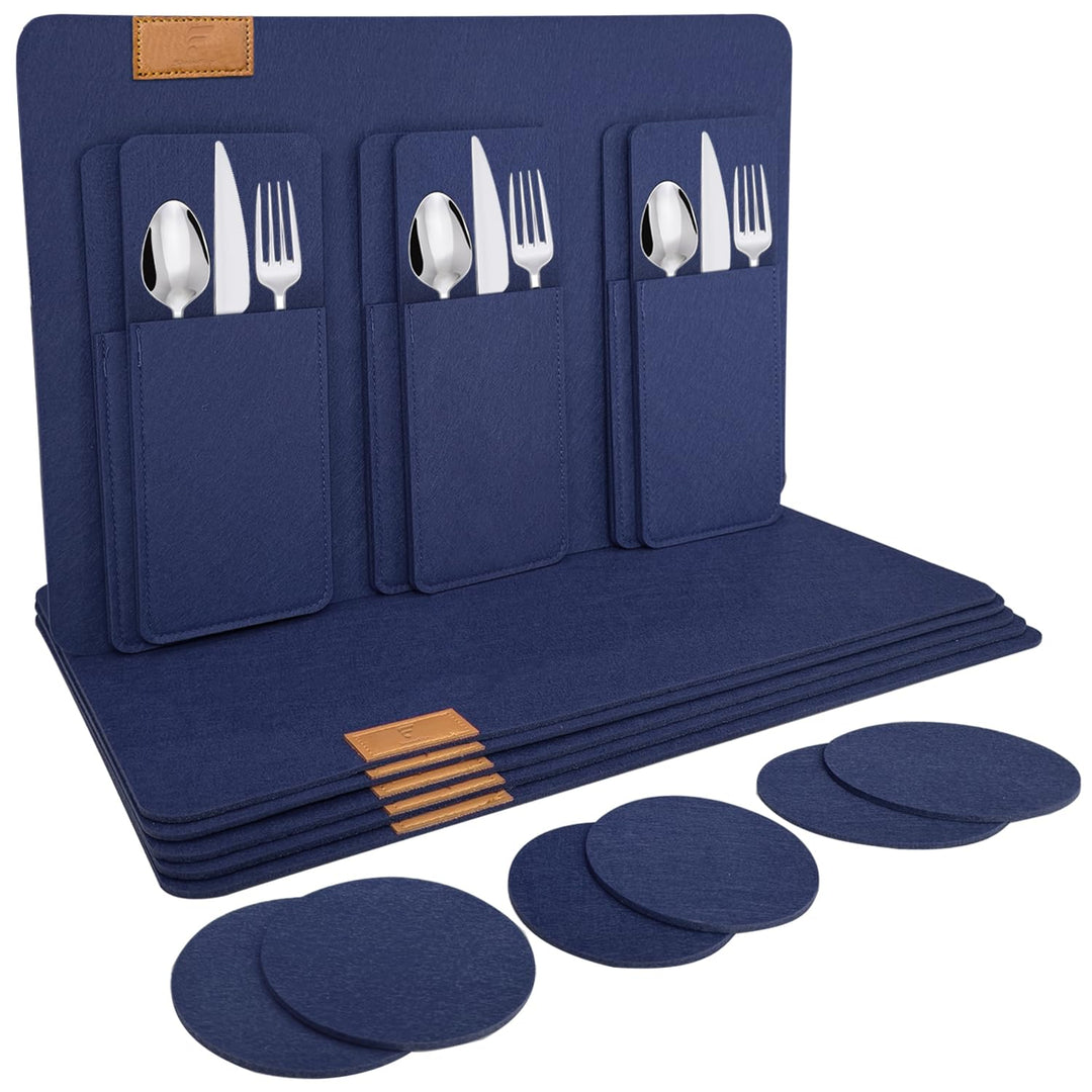 Tischsets Abwaschbar Platzsets aus Filz 18er Set, Abwischbar Tischsets, Hitzebeständig rutschfest Pl