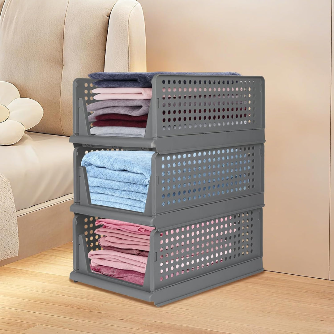 Kleiderschrank Organizer Stapelbares Ordnungssystem, Schrank Organizer mit Schublade, Kunststoff Auf