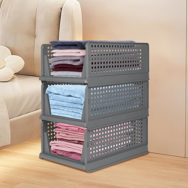 Kleiderschrank Organizer Stapelbares Ordnungssystem, Schrank Organizer mit Schublade, Kunststoff Auf