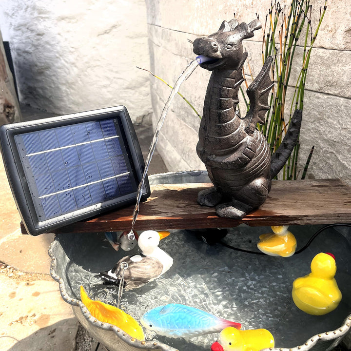 powershop11 Wasserspeier Drache Guss mit Solarpumpe