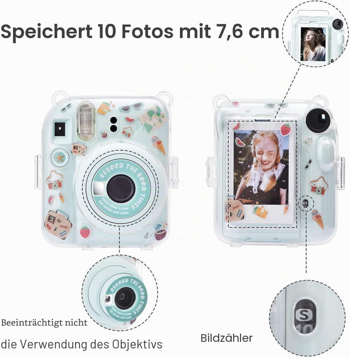 Rieibi Tasche für Fuji Instax Mini 12, Polaroid Hülle für Fujifilm Instax Mini 12 Sofortbildkamera,
