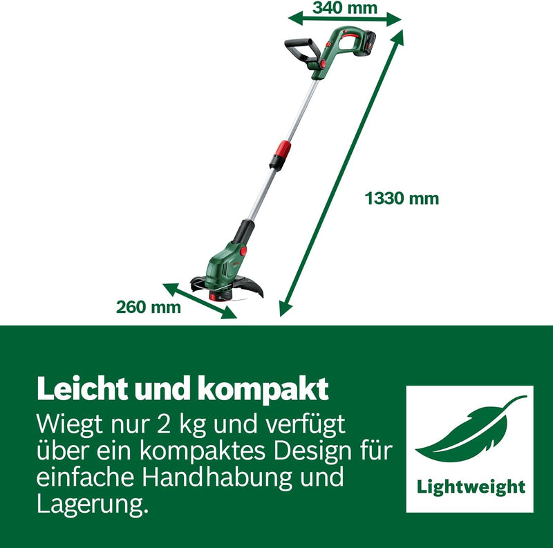 Bosch Akku-Rasentrimmer UniversalGrassCut 18V-26-500 (zum Rasentrimmen und Kantenschneiden; Ladezeit