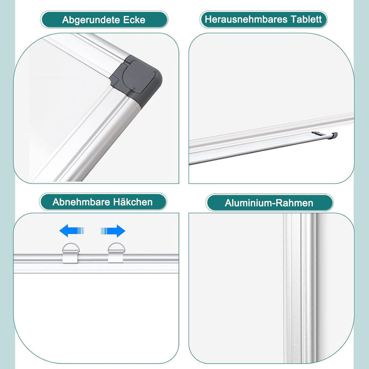 Whiteboard Magnetisch, Magnettafel mit Aluminiumrahmen, 80×100cm Magnetwand White Board mit Stiftabl
