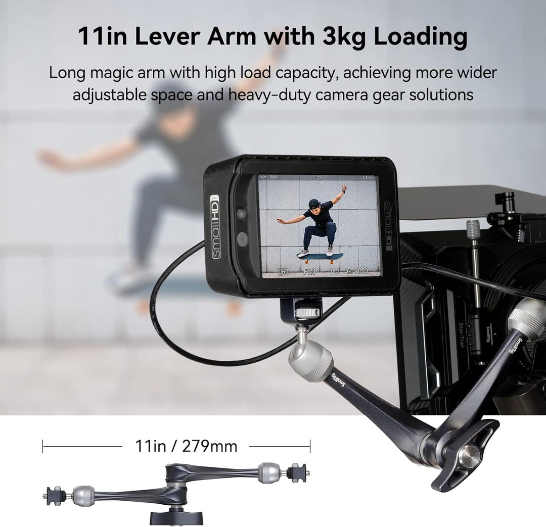 SMALLRIG Rosette Magic Arm 11 Zoll mit Kugelkopf, 1/4"-20 Schrauben und Anti-Twist-Pins, für iPads/M