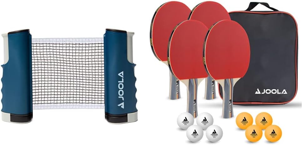 JOOLA ausziehbares tragbares Tischtennisnetz CONNECT, Set (verstellbare Länge), blau, wahlweise Schl