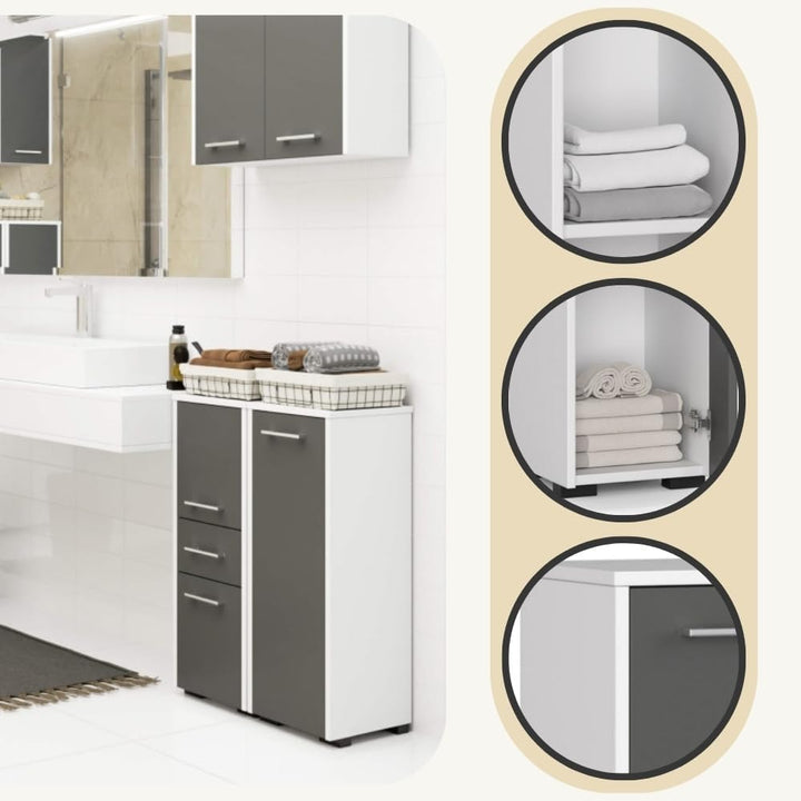 AKORD Stehender Badezimmerschrank schränke | Badezimmer kommode | FIN S30 eintürig | B30 x H82 x T30