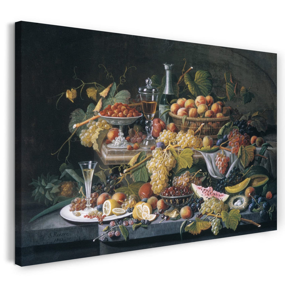Printed Paintings Leinwand (80x60cm): Severin Roesen - Stillleben: Früchte 80x60 cm, 80x60 cm