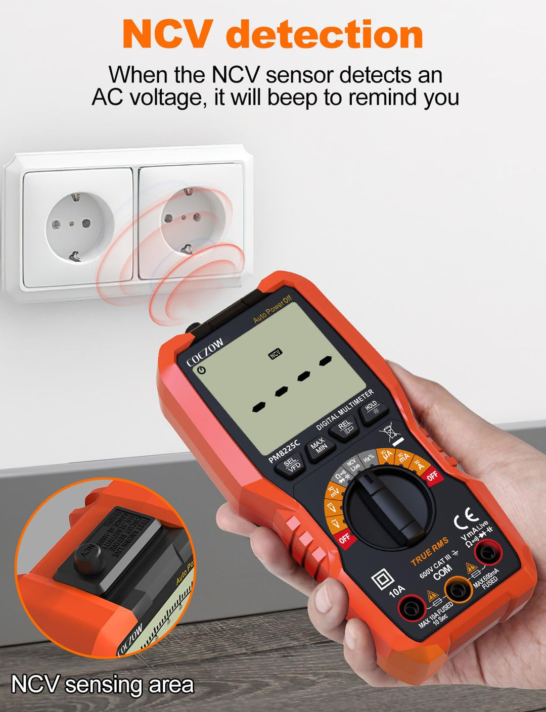 Digital Multimeter, 6000 Counts Auto Range, genaues Messen von AC/DC-Spannung, Amperemeter, Widersta