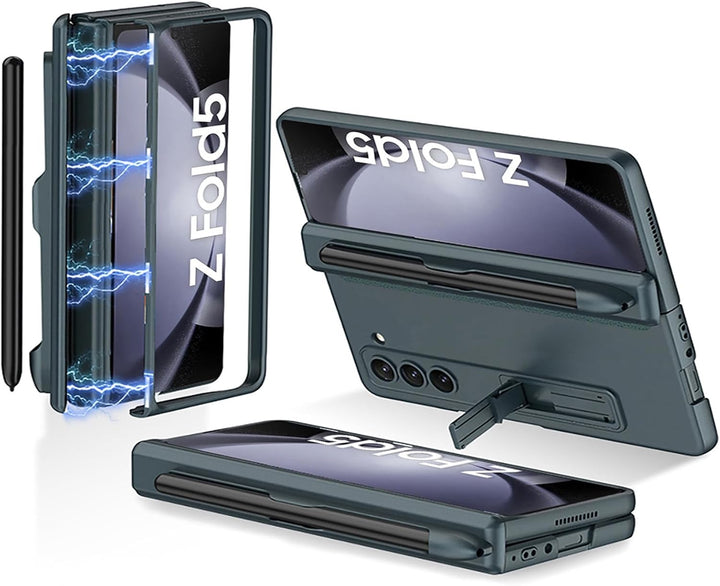 Miimall Kompatibel mit Samsung Galaxy Z Fold 5 Hülle, Fold 5 Hülle mit Stifthalter [Magnetischer Sch
