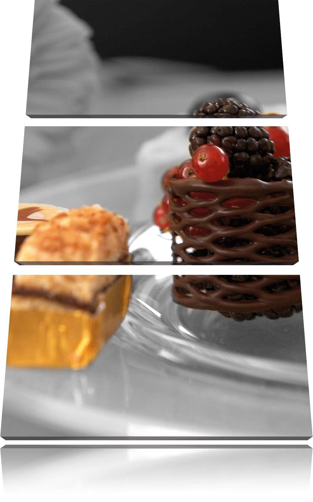 Pixxprint leckeres süsses Desserts als Leinwandbild/Grösse: 3 Teilig (120x80) cm/Wandbild/Kunstdruck