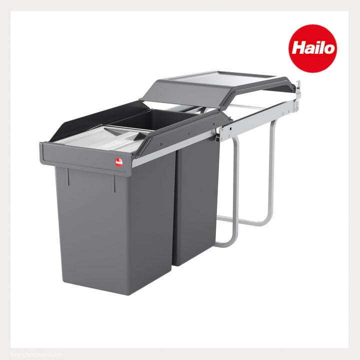 Hailo Abfallsammler Tandem 3650102 | für Schränke ab 300 mm Breite | Einbau Mülleimer 2x 15 L mit Bi
