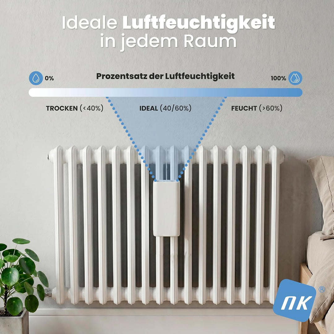 NK Heizkorper-Luftbefeuchter Keramik Weiss - 4er-Set Dolomit mit Haken
