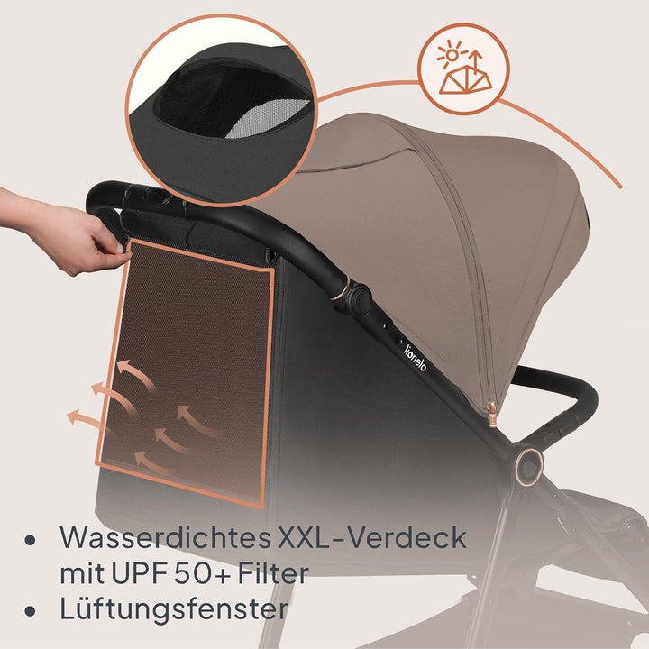 LIONELO MIRA Buggy bis zu 22 kg von 6 Monaten bis 4 Jahren Schwenkbare 360° Räder Volle Stossdämpfun