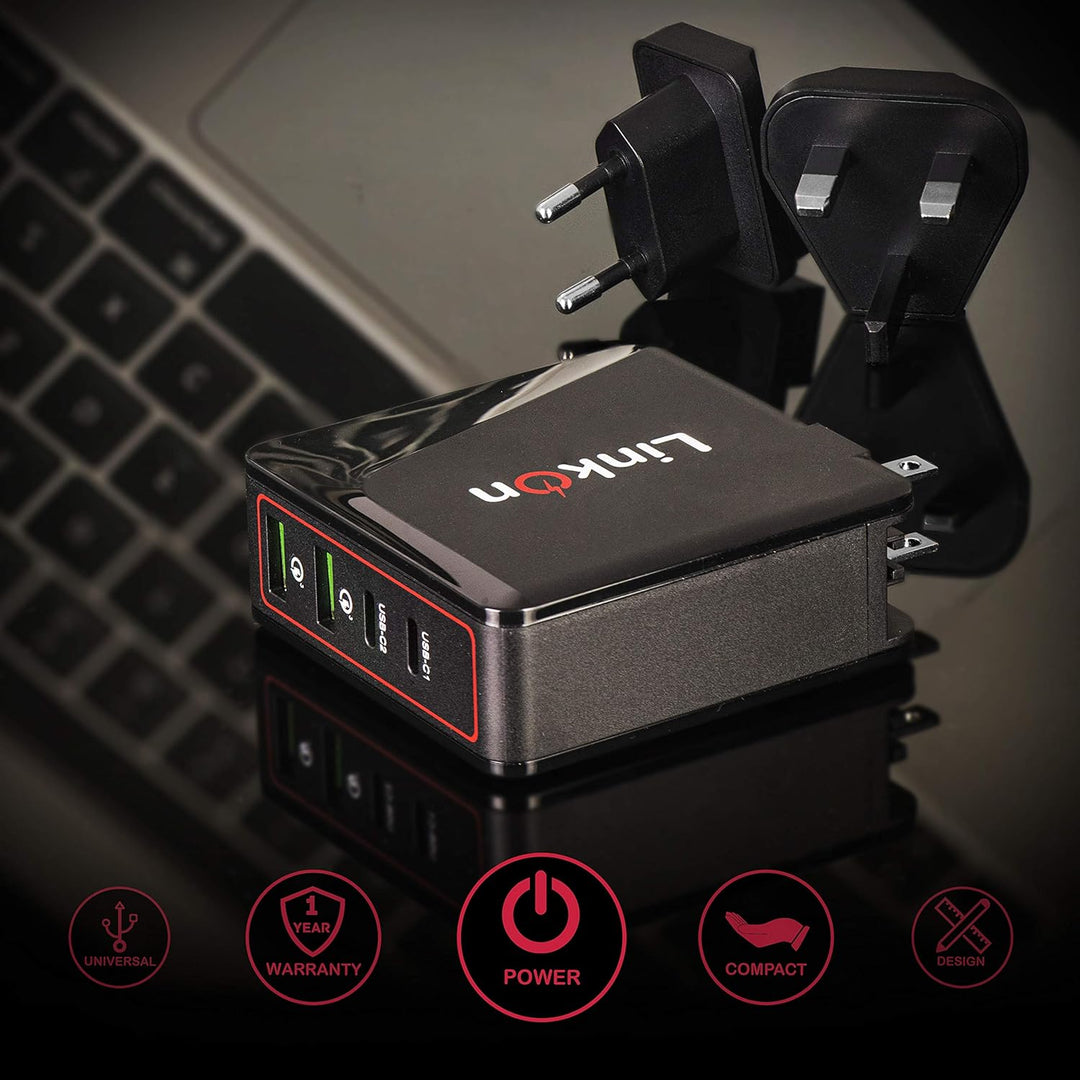 LinkOn Ganius 166W (136W Zertifiziert) Ladegerät GaN Tech Netzteil 100W USB-C PD3.0 PPS und 18W USB-