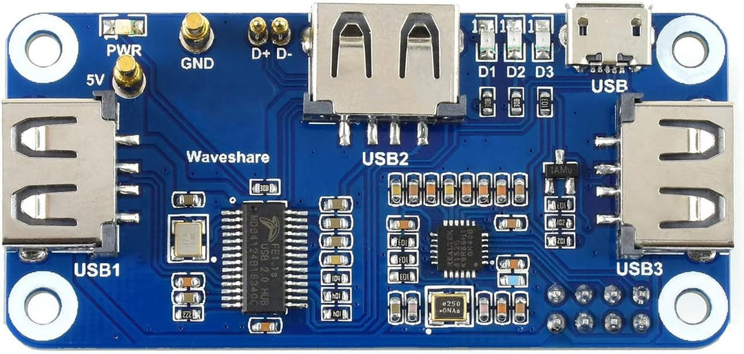 Waveshare PoE Ethernet/USB HUB HAT for Raspberry Pi Zero/Zero W/Zero WH 3X USB 2.0 Ports 802.3af-Com