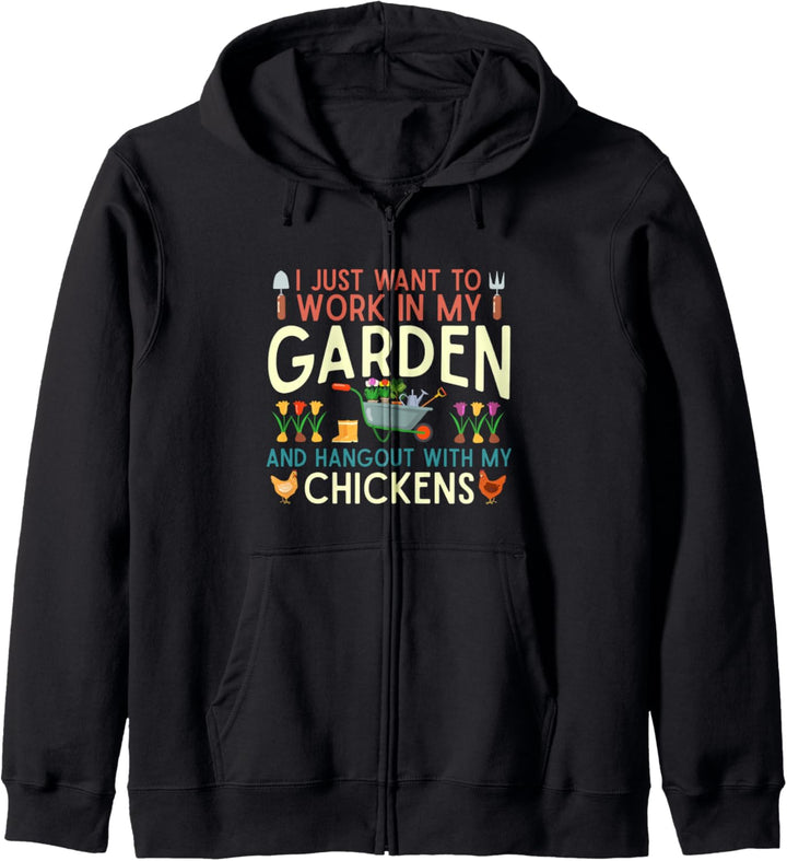 Garden Chickens Lover Funny Gardening For Gardener Men Women Kapuzenjacke