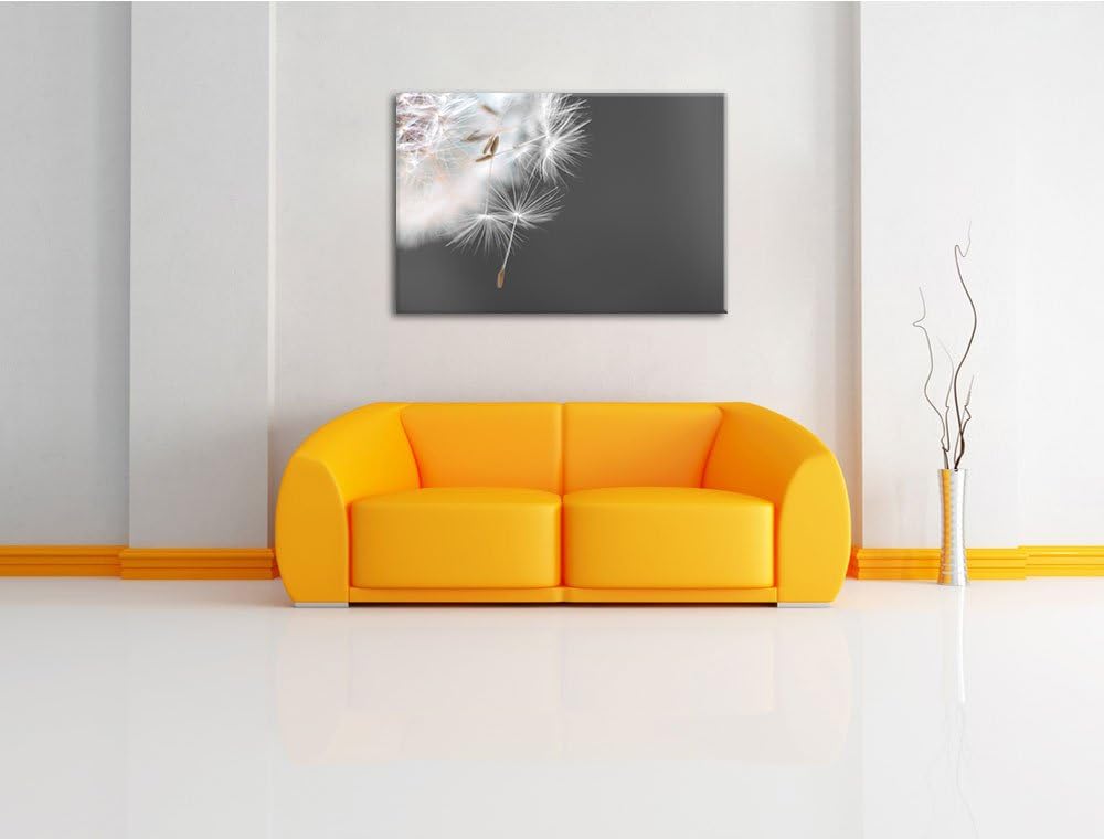 hübsche Pusteblume schwarz/weiss Format: 100x70 auf Leinwand, XXL riesige Bilder fertig gerahmt mit
