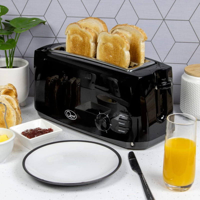 Quest 35069 Toaster mit 4 Schlitzen, extra breite Schlitze, Cool Touch, 1400 W, Schwarz