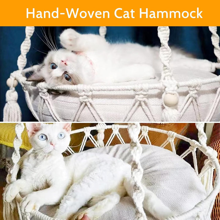 Makramee-Katzenbett, Hängematte für Katze, Katzenschaukel, handgestrickt, hängende Katzennester, Hau