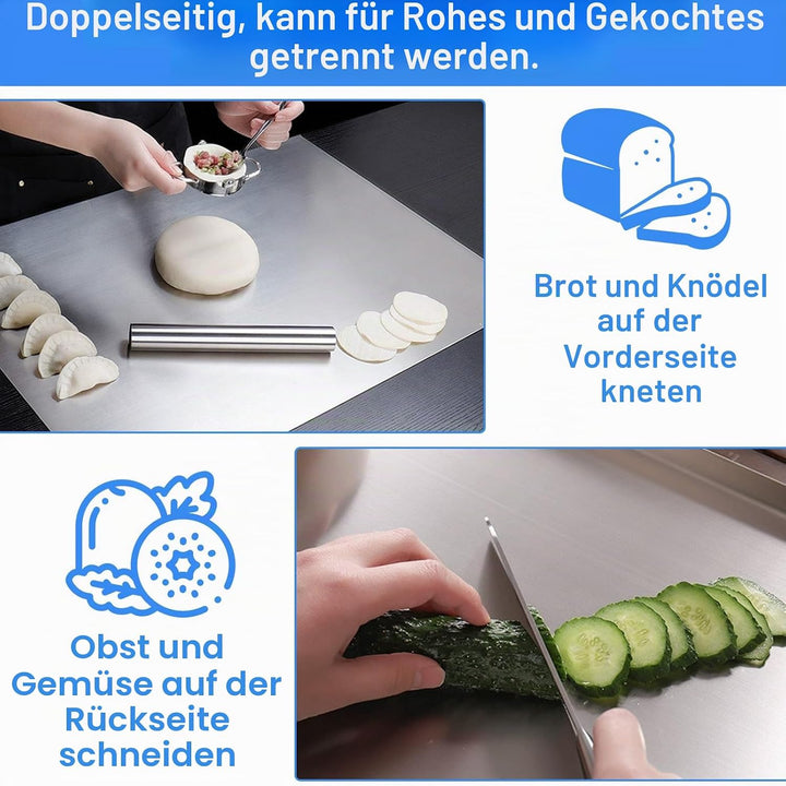 Edelstahl-Schneidebrett 50 x 40cm,Küche Schneidbrettchen,Schweres Schneidebrett zum Kochen, Backen B