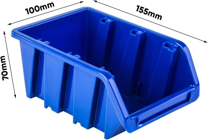 50x Stapelboxen – 70x100x155 mm - NP6 Blau Farbe – Lagerboxen Sichtlagerkästen Stapelbehälter Sortie