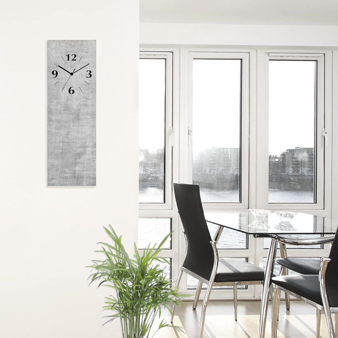 ARTLAND Wanddeko Wanduhr ohne Tickgeräusche aus Glas Quarzuhr 20x60 cm Rechteckig Lautlos 20x60 cm G