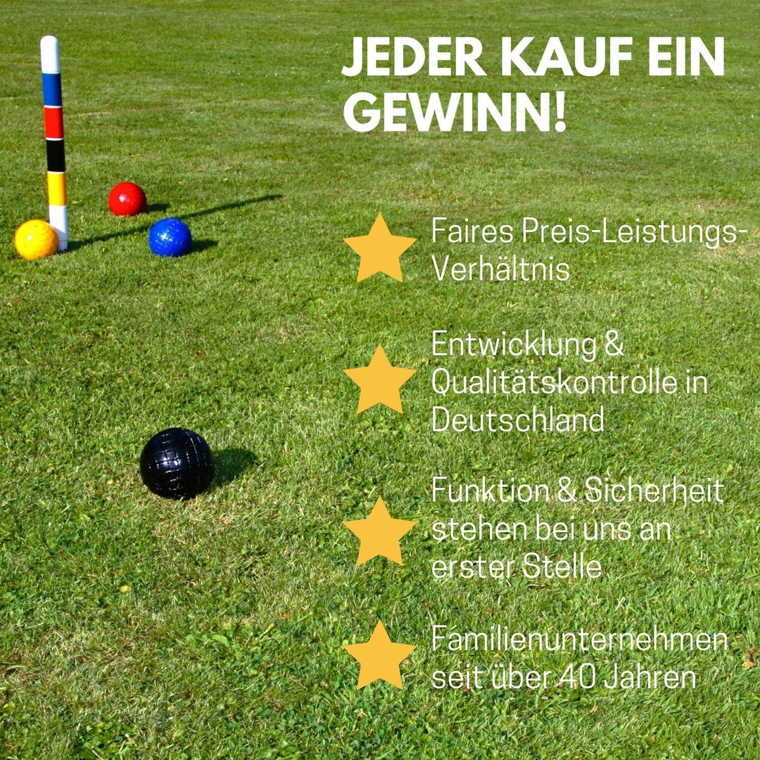 Best Sporting Crocket Set I Krocket Erwachsene & Kinder I mit Schläger, Kugeln, Tore, Markierungspfä