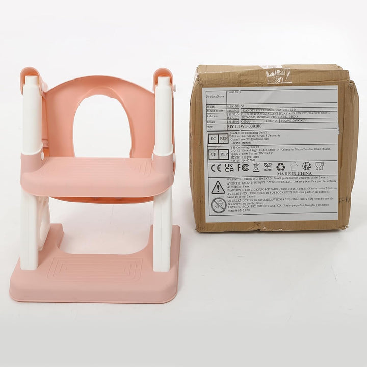 Toilettenleiter für Kinder, Rosa Toilettensitz Kinder mit Treppe, 2-in-1-Verwendung Kindertoilettenl